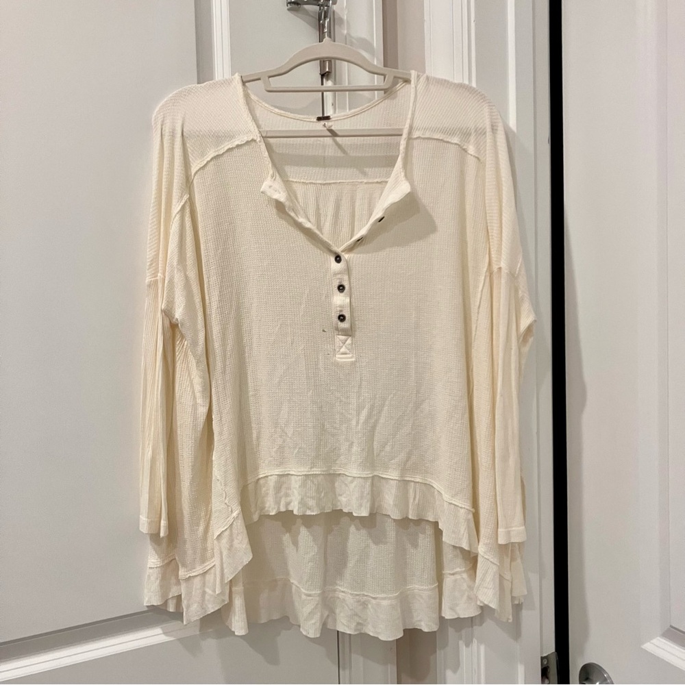 Free People oversized henley knit long sleeve top